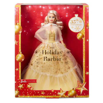 Κούκλα 2023 Holiday Barbie, Εποχιακό Συλλεκτικό Δώρο, Χρυσαφί Τουαλέτα, Ξανθά Μαλλιά