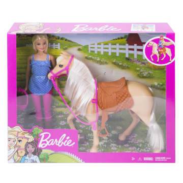 Barbie - Cheval & Poupée Blonde - Coffret Poupée Mannequin - 3 Ans Et + - Imagen 6 de 7