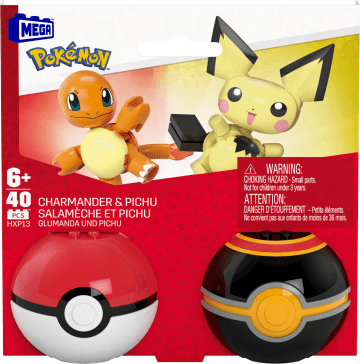 Mega Pokémon Set Di Giocattoli Da Costruire Con 2 Action Figure (40 Pezzi), Confezione Da 2 Poké Ball, Per Bambini