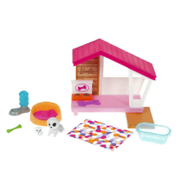 Barbie Mini Playset With 2 Pet Puppies, Doghouse And Pet Accessories, Gift For 3 To 7 Year Olds