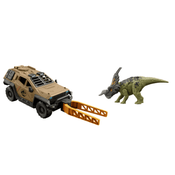 Jurassic World Mission Mayhem Truck & Dinosaur Action Figure Toy Set With Flipping Feature - Image 1 of 6