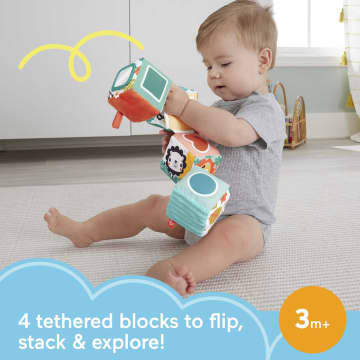 Fisher-Price Tethered Soft Blocks Newborn Toy With Sensory Activities, Fun-To-Flip