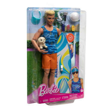 Ken Doll With Surfboard, Poseable Blonde Barbie Ken Beach Doll - Imagem 6 de 6