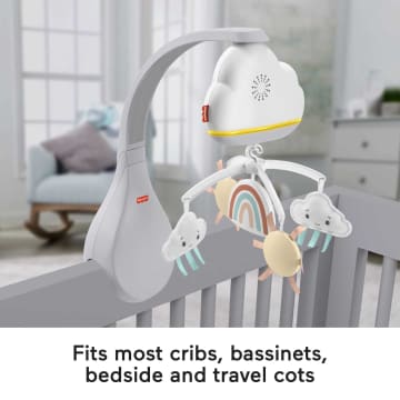 Fisher-Price Rainbow Showers Bassinet To Bedside Baby Sound Machine Mobile & Tabletop Soother