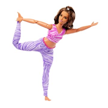  Barbie Made to Move Doll with 22 Flexible Joints & Long Wavy  Brunette Hair Wearing Athleisure-wear for Kids 3 to 7 Years Old , Green :  Everything Else