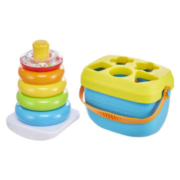 Fisher-Price Gift Set Of 2 Baby Toys, Rock-A-Stack And Baby's First Blocks Set
