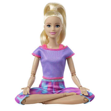 Barbie Made To Move Doll With 22 Flexible Joints & Long Blonde Ponytail Wearing Athleisure-Wear For Kids 3 To 7 Years Old