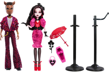 Monster High Draculaura And Clawd Wolf Collectible Dolls, Howliday Love Edition Two-Pack - Image 5 of 6