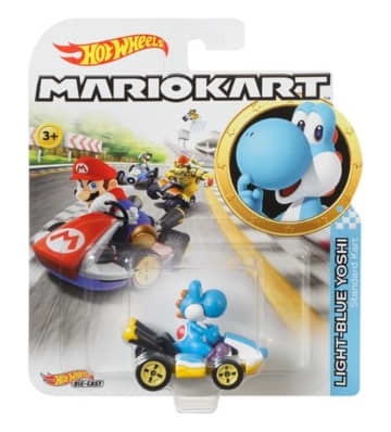 Hot Wheels Mario Kart Veículo de Brinquedo Kart Padrão Yoshi Azul Claro - Image 6 of 6