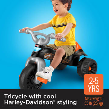 Fisher-Price Harley-Davidson Tricycle With Handlebar Grips, Multi-Terrain Tough Trike, Toddler Toy