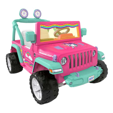 Power Wheels Rainbow Unicorn Jeep Wrangler Preschool Ride-On Toy With Sounds & Cute Stickers