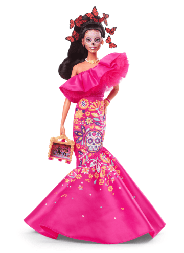 Barbie-Poupée Día de Muertos 2023 Avec Robe Rose à Volants