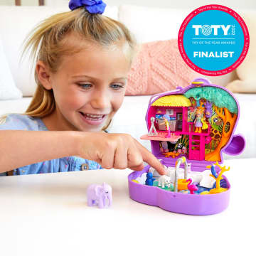 Polly Pocket Elephant Adventure Compact Playset With 2 Micro Dolls & Accessories, Travel Toys