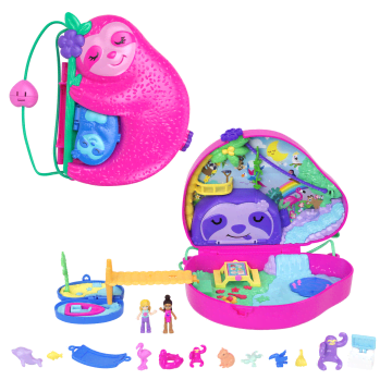 Polly Pocket Dolls And Playset, Travel Toys, Sloth Family 2-in-1 Purse Compact - Image 1 of 6