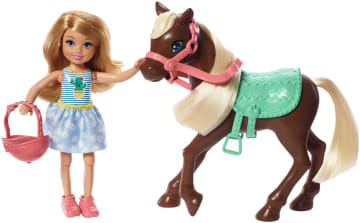 Barbie Club Chelsea And Horse 6-Inch Blonde Wearing Fashion And Accessories Doll Playsets