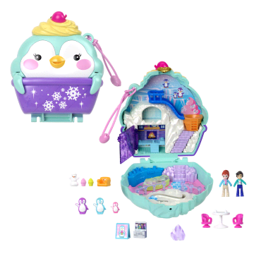 Polly Pocket Dolls And Playset, Travel Toys, Snow Sweet Penguin Compact - Image 1 of 6