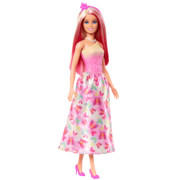 Poupée Barbie Royale Avec Cheveux Roses et Blonds, Jupe à Imprimé de Papillons et Accessoires - Imagem 1 de 6