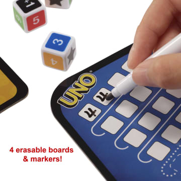 UNO Family Dice Game With Dry Erase Boards And Markers
