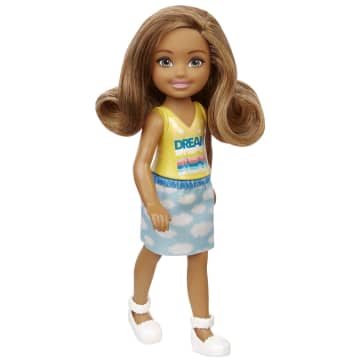 Barbie Chelsea Doll (6-Inch Brunette) Wearing Skirt With Cloud Print