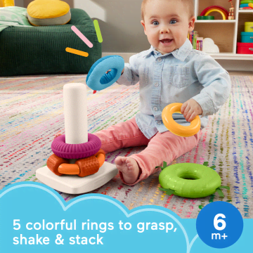 Fisher-Price Sensory Rock-A-Stack Roly-Poly Stacking Toy With Fine Motor Activities For Babies