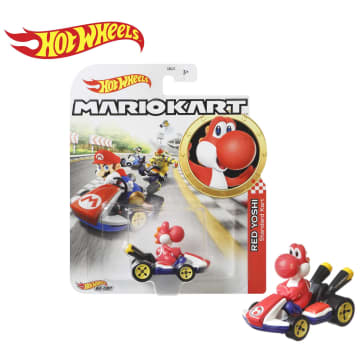 Hot Wheels Mario Kart Veículo de Brinquedo Kart Padrão Yoshi Vermelho - Imagem 1 de 5