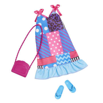 Barbie Fashion Pack Of Doll Clothes, Complete Look Set With Calico Dress And Accessories