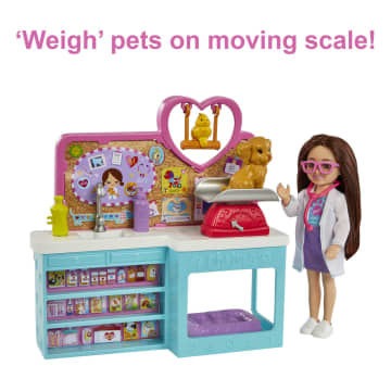 Barbie Doll Chelsea Pet Vet Playset With Doll, 4 Animals And 18 Pieces