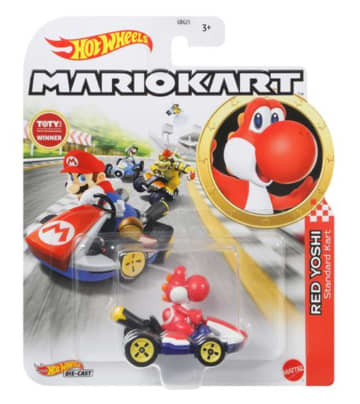 Hot Wheels Mario Kart Veículo de Brinquedo Kart Padrão Yoshi Vermelho - Image 5 of 5