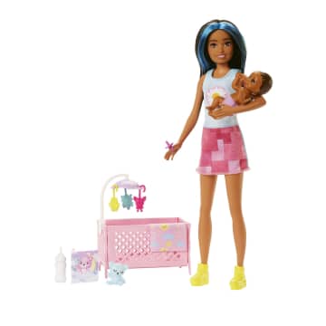 Barbie Skipper Babysitters Playset With Friend Doll, Baby Doll With Sleepy Eyes, Crib And Accessories