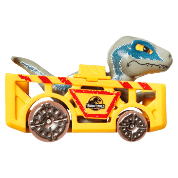Hot Wheels Juego De Pistas Y Autos De Juguete, RacerVerse Jurassic World Blue Raptor Rush Track Set Con 2 Corredores Fundidos A Presión: Blue & Owen
