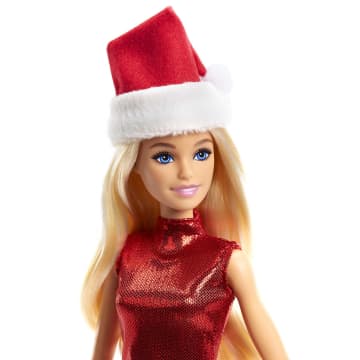 Barbie Santa Doll, Blonde, Dress & Santa Hat, Teddy Bear, Gift, Milk & Cookies