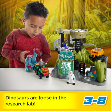 Imaginext Jurassic World Dinosaur Lab Playset With Owen Maisie & Dr. Grant Figures, 6 Play Pieces