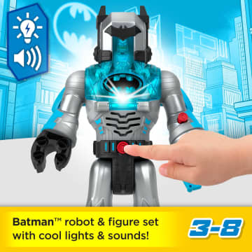Imaginext DC Super Friends Robot Batman Toy With Lights Sounds And Insider Figure, Defender Grey