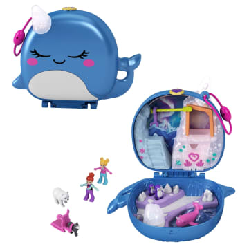 Polly Pocket Playset, Freezin' Fun Narwhal Compact, Travel Toy With 2 Micro Dolls & Pet Accessories