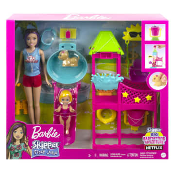 Barbie-Skipper Premiers Jobs Coffret Parc Aquatique, Avec Toboggan