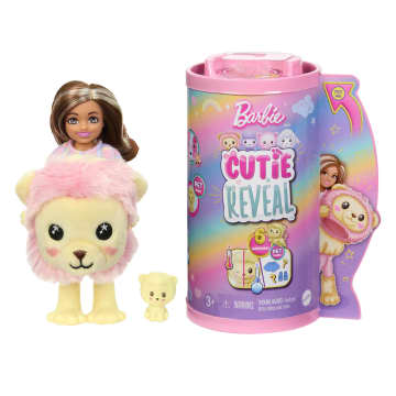Barbie Cutie Reveal Cozy Cute Tees Series Chelsea Doll & Accessories, Plush Lion, Brunette Small Doll - Imagen 1 de 6