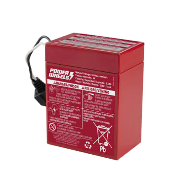 Power Wheels 6-Volt Red Rechargeable Replacement Battery For Fisher-Price Ride-On Toy, Red