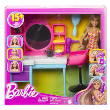 Barbie Ultra Chevelure Coffret de Jeu Salon et Poupée