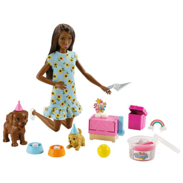 Barbie Doll And Puppy Party Playset With Puppies, Dough And Cake Mold, 3 To 7 Year Olds