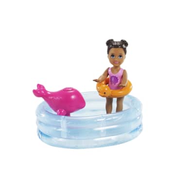 Barbie Skipper Babysitters inc Pool Playset, Skipper Doll, Color-Change Small Doll & Accessories