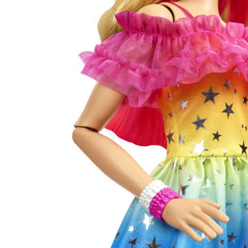 Large Barbie Doll, 28 inches Tall, Blond Hair And Rainbow Dress - Imagem 5 de 6