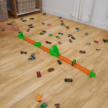 Hot Wheels Track Set And Toy Car, 10 Toxic-themed Track Building Pieces With Storage Box