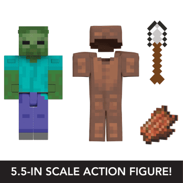 Minecraft Diamond Level Zombie Action Figure, 4 Accessories, 5.5-in Collector Scale - Image 3 of 6