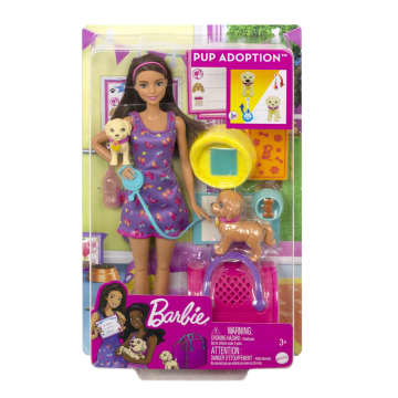 Barbie-Barbie Adopte Un Chiot, Coffret Avec Poupée et 2 Chiots