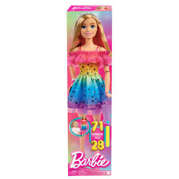 Large Barbie Doll, 28 inches Tall, Blond Hair And Rainbow Dress - Imagem 6 de 6