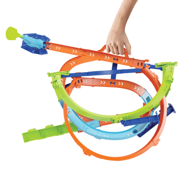 Hot Wheels Action Loop Cyclone Challenge Track Set With 1:64 Scale Toy Car, Easy Storage
