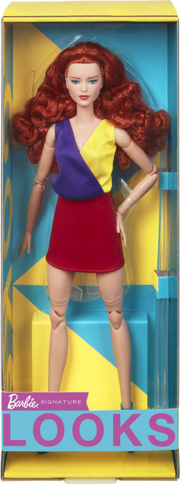 Barbie Looks Doll, Curly Red Hair, Color Block Outfit With Miniskirt