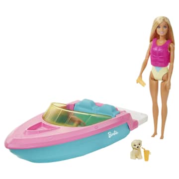 Barbie Doll And Boat Doll Playset With Puppy And Accessories