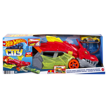 Hot Wheels City Dragon Launch Transporter, Spits Cars From Its Mouth, Gift For Kids 3 Years & Up