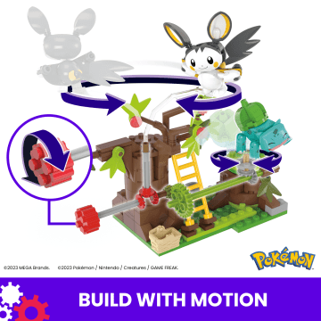 MEGA Pokémon Emolga And Bulbasaur's Charming Woods Building Toy Kit (194 Pieces) For Kids - Image 3 of 6